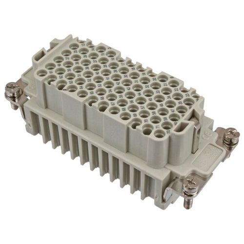Techspan DD72RC, DD Series Multipole Connector, Crimp Contact Termination, Female Insert, 72 Poles+Ground, 10A/600V, H Size Enclosure, Straight Mounting