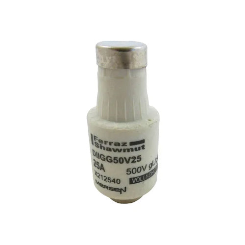 Mersen DIIGG50V25, DIN D Fuse-link gG, Size DII, 500VAC/DC, 25A, Yellow
