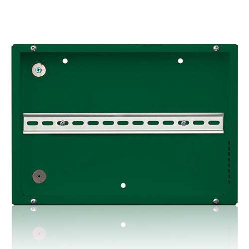 Leviton DINRK-1, DIN Rail Rack Mount Enclosure, Small, 14x10 in with (1) 12.9 in rail, Green
