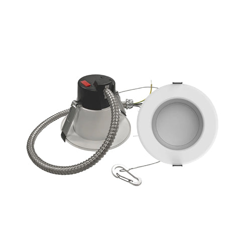 Etlin-Daniels DLCLR4-5812WC0-WH-FB, 4'' Round LED Commercial Recessed Downlight, Multi-Wattage and Color Selectable, 0-10V Continuous Dimmable, 120-347V, White, Frosted Lens and Baffle