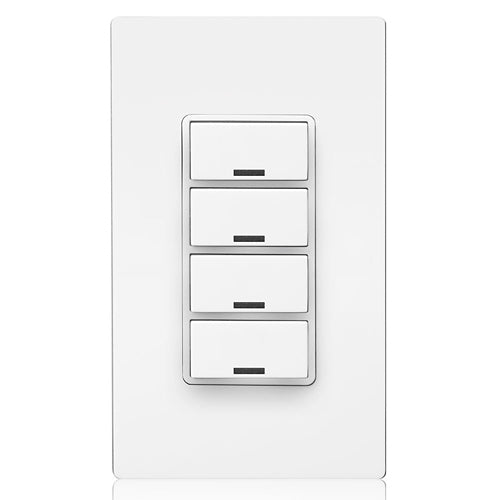 Leviton DLDNK-4W, Lumina RF Decora 4-Button Multi-Function BLE Keypad with Room Controller and LED Feedback Functionality, 120-277VAC, 50/60Hz, White