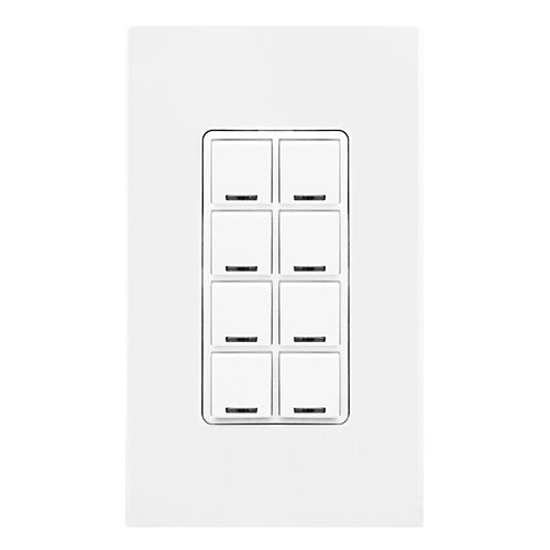 Leviton DLDNK-8W, Lumina RF Decora 8-Button Multi-Function BLE Keypad with Room Controller and LED Feedback Functionality, 120-277VAC, 50/60Hz, White