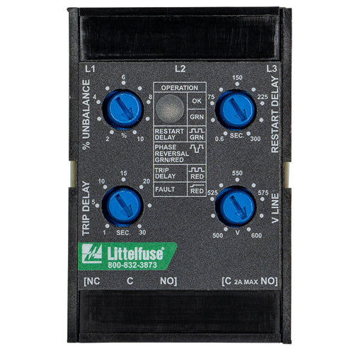 Littelfuse DLMHBRAAA, DLM Series, Voltage Asymmetry, Voltage Sensing AC, Phase Loss 500 ~ 600VAC, SPDT (1 Form C)