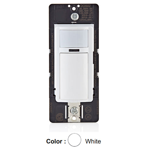 Leviton DOS02-LW, Decora Wall Switch Passive Infrared (PIR) Motion Sensor, Relay Occupancy Sensor, Residential Grade, Single Pole, Auto-ON/Auto-OFF, 2A Resistive, White