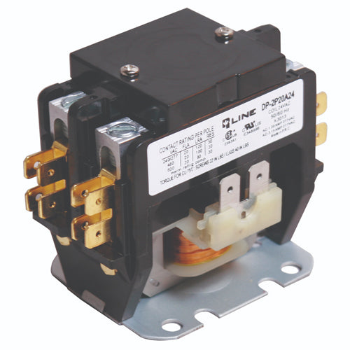 Rotom DP-2P40A24, Definite Purpose Magnetic Contactor, 2 Poles, 40 Amps, 24V Coil Voltage, Box Lug Termination