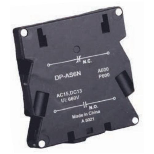 Alltemp DP-AS6N, Auxiliary Switch for 10A Contactors, 3 Pole 20-60 Amp & 4 Pole 30-60 Amp, 600V Rating, 2 x SPST, N.O. & N.C., Screw Connection