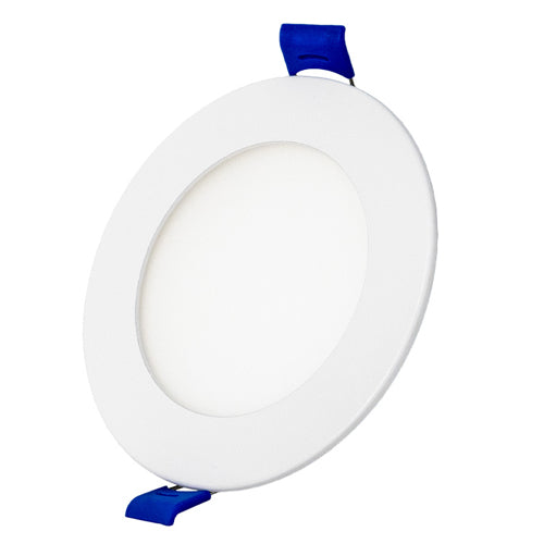 DawnRay DR04FR-WH, 4 Inch LED 5CCT Ultra Slim Panel Round Recessed Downlight, Air Tight, 9W, 100-120VAC, Up to 780 Lumens, 110° Beam Angle, 90+ CRI, White Finish, Dimmable