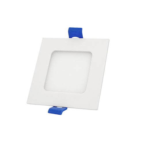 DawnRay DR30SF-WH, 3.5 Inch 5CCT LED Square Ultra Slim Recessed Downlight, 100-125VAC, 7W, 500 Lumens, 110° Beam Angle, White Finish, Dimmable