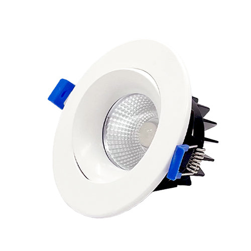 DawnRay DR35RB-WH, 3.5 Inch 5CCT LED Round Baffle Recessed Downlight, 100-125VAC, 9W, 650 Lumens, 38° Beam Angle, White Finish, Dimmable