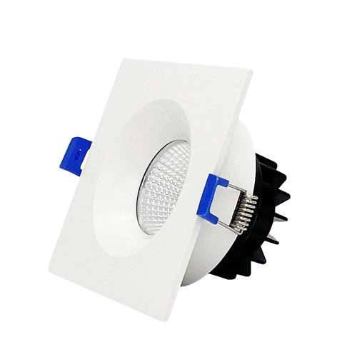 DawnRay DR35SB-WH, 3.5 Inch 5CCT LED Square Baffle Recessed Downlight, 100-125VAC, 9W, 650 Lumens, 38° Beam Angle, White Finish, Dimmable