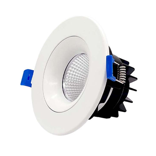 DawnRay DR40RB-WH, 4 Inch 5CCT LED Round Baffle Recessed Downlight, 100-125VAC, 12W, 830 Lumens, 38° Beam Angle, White Finish, Dimmable