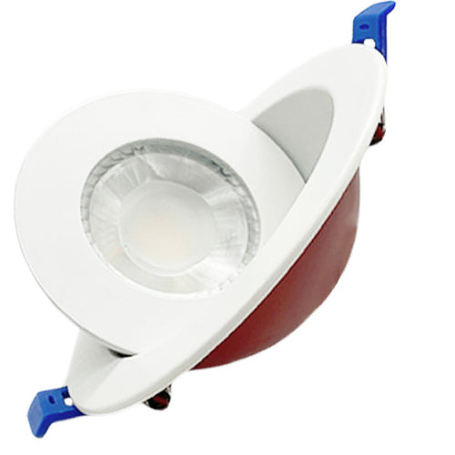 DawnRay DR40RG-FR-WH, 4 Inch 5CCT LED Round Fire-Rated Gimbal Slim Recessed Downlight, 100-125VAC, 9W, 850 Lumens, 38° Beam Angle, Dimmable