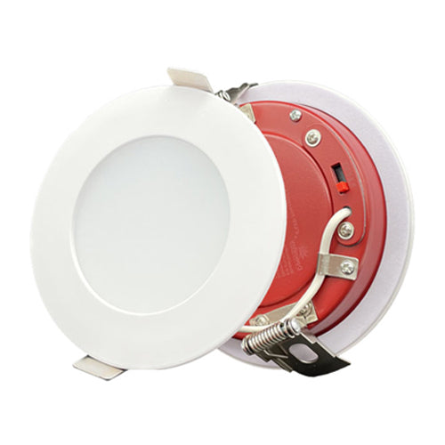 DawnRay DR60RF-FR-WH, 6 Inch 5CCT LED Slim Panel Round Fire Rated Recessed Downlight, 100-125VAC, 15W, 1250 Lumens, 110° Beam Angle, Dimmable