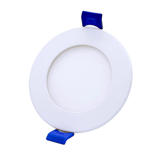 DawnRay DR60RF-WH, 6 Inch 5CCT LED Round Ultra Slim Recessed Downlight, 100-125VAC, 15W, 1280 Lumens, 110° Beam Angle, White Finish, Dimmable