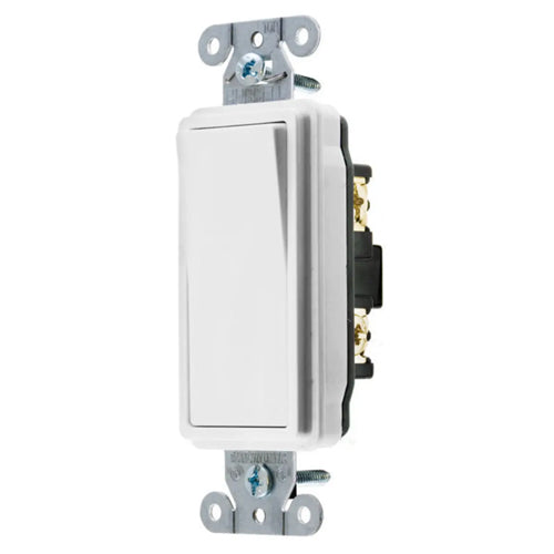 Hubbell DS220W, Decorator Switch, Specification Grade, Double Pole, 20A 120/277V AC, Back and Side Wired, White