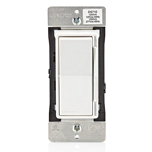 Leviton DS710-10Z, Decora Slide 0-10V LED/Mark 7 Fluorescent Ballast Dimmer, 120/277V, Single Pole or 3-Way, White