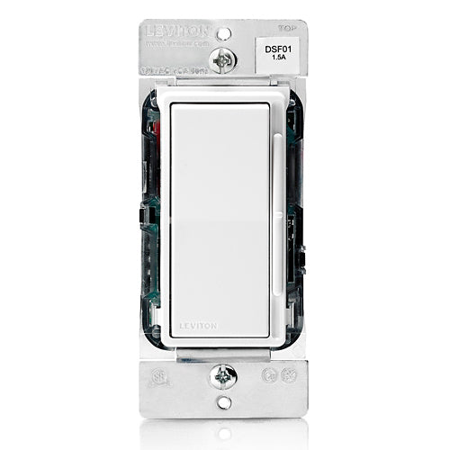 Leviton DSF01-10Z, Decora Slide Quiet Fan Speed Control, 1.5 Amp, 120VAC, 60Hz, Single Pole or 3-Way, White