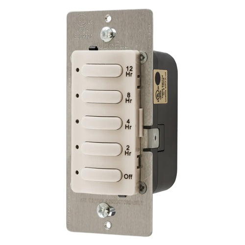 Hubbell DT5012LA, Count Down Wall Switch Timer, Single Pole, 12 Hours Delay Time Out, 120/277V AC, Light Almond