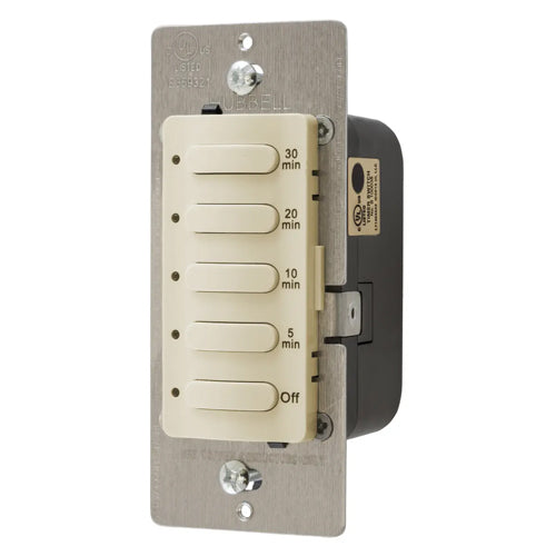 Hubbell DT5030I, Count Down Wall Switch Timer, Single Pole, 30 Minutes Delay Time Out, 120/277V AC, Ivory
