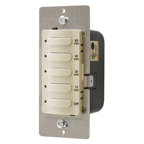 Hubbell DT5060I, Count Down Wall Switch Timer, Single Pole, 60 Minutes Delay Time Out, 120/277V AC, Ivory
