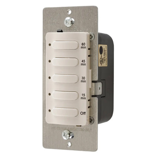 Hubbell DT5060LA, Count Down Wall Switch Timer, Single Pole, 60 Minutes Delay Time Out, 120/277V AC, Light Almond