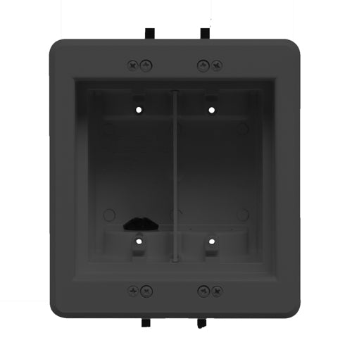 Arlington DVFR2BLGC, Recessed Indoor Inbox For New and Retrofit Construction, With Grounding Clip, 2-Gang, Black