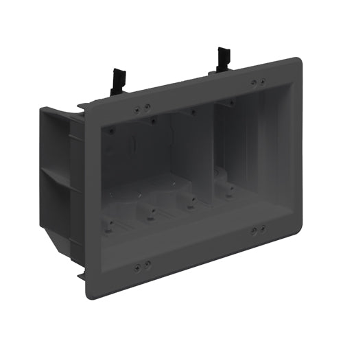 Arlington DVFR4BLGC, Recessed Indoor Inbox For New and Retrofit Construction, With Grounding Clip, 4-Gang, Black