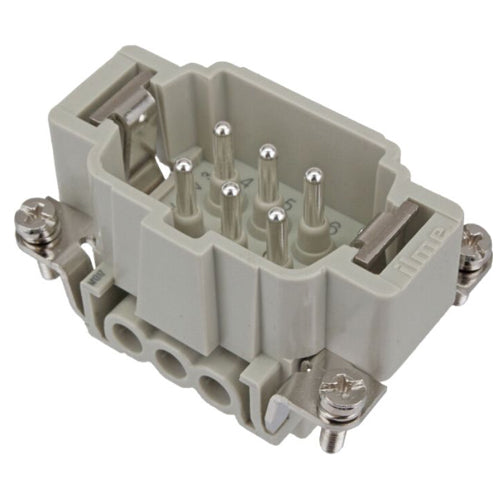 Techspan E06PS, E Series Multipole Connector, Screw Termination, Male Insert, 6 Poles+Ground, 16A/600V, C Size Enclosure, Straight Mounting