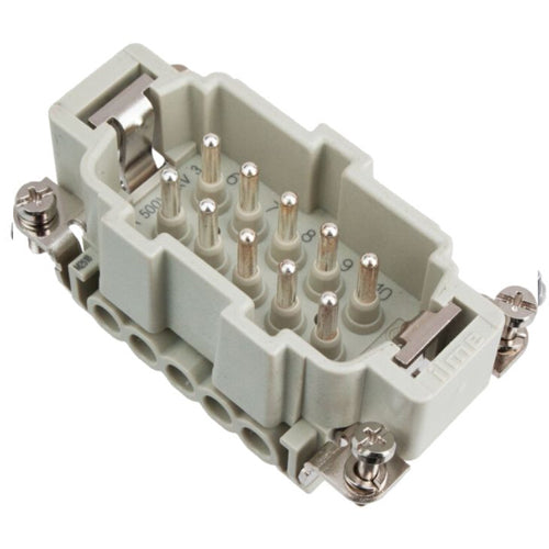 Techspan E10PS, E Series Multipole Connector, Screw Termination, Male Insert, 10 Poles+Ground, 16A/600V, E Size Enclosure, Straight Mounting