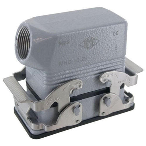 Techspan E10SEPM25D, E Series Multipole Connectors Complete Kit, 10 Poles+Ground, 16A/600V, Screw Termination, 2 Levers Locking, V-Type Closing, Panel Mounting, Side Entry, M25 Port Thread, Metal