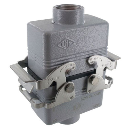 Techspan E10TECC25D, E Series Multipole Connectors Complete Kit, 10 Poles+Ground, 16A/600V, Screw Termination, 2 Levers Locking, V-Type Closing, Coupler Mounting, Top Entry, M25 Port Thread, Metal
