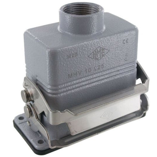 Techspan E10TEPM25S, E Series Multipole Connectors Complete Kit, 10 Poles+Ground, 16A/600V, Screw Termination, 1 Lever Locking, V-Type Closing, Panel Mounting, Top Entry, M25 Port Thread, Metal