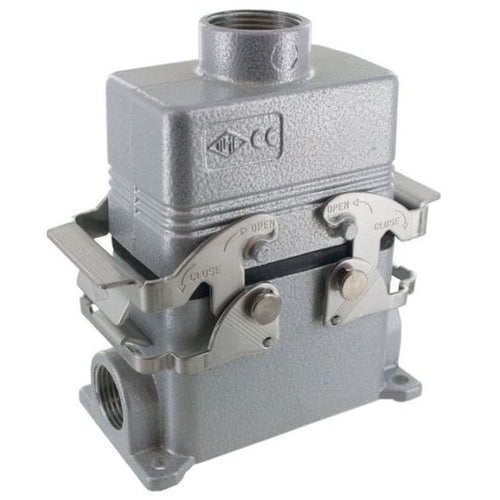 Techspan E10TESM25D, E Series Multipole Connectors Complete Kit, 10 Poles+Ground, 16A/600V, Screw Termination, 2 Levers Locking, V-Type Closing, Surface Mounting, Top Entry, M20/25 Port Thread, Metal