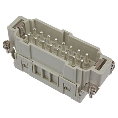 Techspan E16PG, E Series Multipole Connector, Spring Termination, Male Insert, 16 Poles+Ground, 16A/600V, H Size Enclosure, Straight Mounting