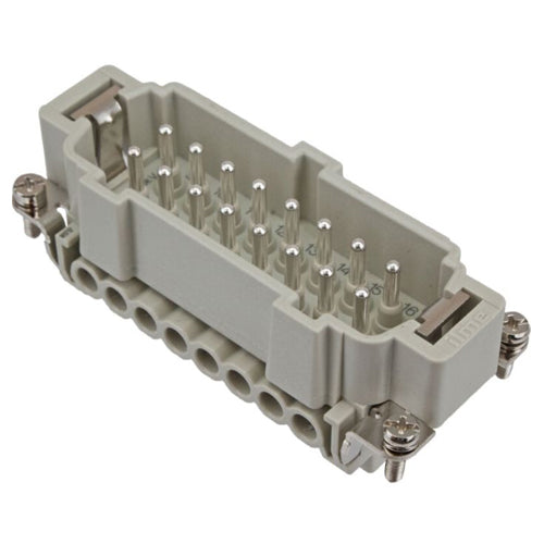 Techspan E16PS, E Series Multipole Connector, Screw Termination, Male Insert, 16 Poles+Ground, 16A/600V, H Size Enclosure, Straight Mounting