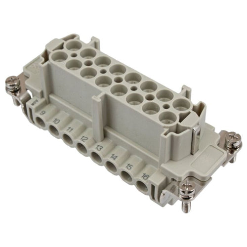 Techspan E16RS, E Series Multipole Connector, Screw Termination, Female Insert, 16 Poles+Ground, 16A/600V, H Size Enclosure, Straight Mounting