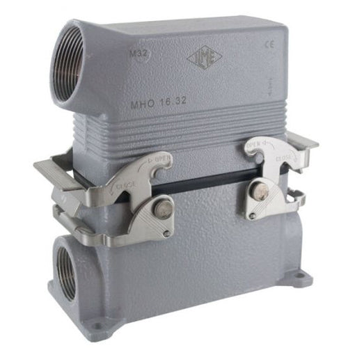 Techspan E16TECC32D, E Series Multipole Connectors Complete Kit, 16 Poles+Ground, 16A/600V, Screw Termination, 2 Levers Locking, V-Type Closing, Coupler Mounting, Top Entry, M32 Port Thread, Metal