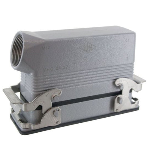 Techspan E24SEPM32D, E Series Multipole Connectors Complete Kit, 24 Poles+Ground, 16A/600V, Screw Termination, 2 Levers Locking, V-Type Closing, Panel Mounting, Side Entry, M32 Port Thread, Metal
