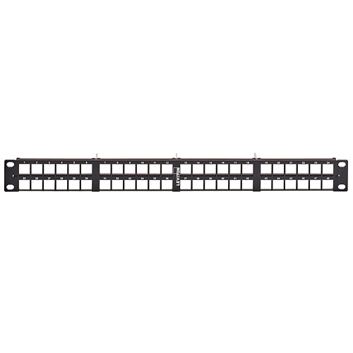 Leviton E2X1F-S48, e2XHD 1RU 48-Port Flat High-Density Fiber Panel, Supports UTP, Shielded, and Fiber Cassettes, Black