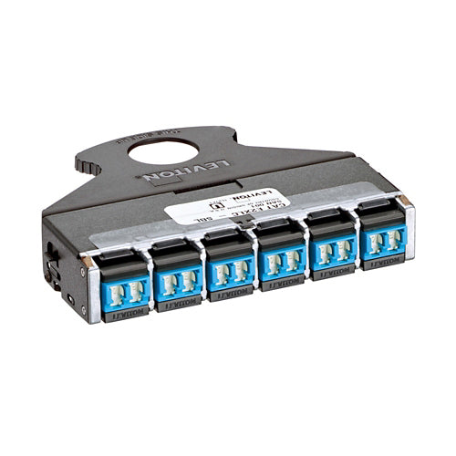 Leviton E2XLC-SBL, e2XHD Quickport Pass-Through Cassette, 12-Fiber, OS2, Shuttered LC, Blue
