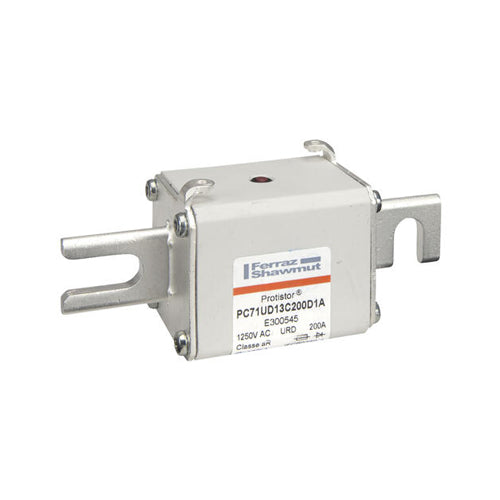 Mersen E300545, Square Body High-Speed Fuse, Fast Acting, Size 71 aR, 1250/1300VAC, 200A, With Striker DIN 110 Blades