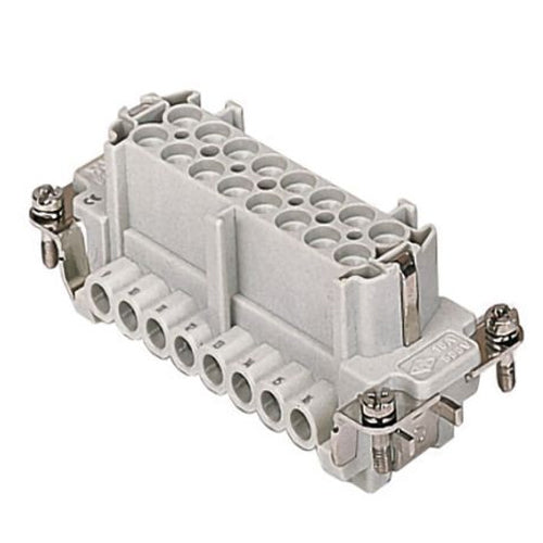 Techspan E32RS, E Series Multipole Connector, Screw Termination, Female Insert, 32 Poles+Ground, 16A/600V, I Size Enclosure, Straight Mounting
