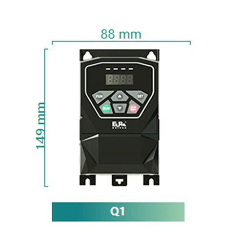 Eura Drives E600-0004T3Q1, E600 Frequency Inverter, 3 in 3 out, 480V, 1.2A, 0.4KW, 0.5HP