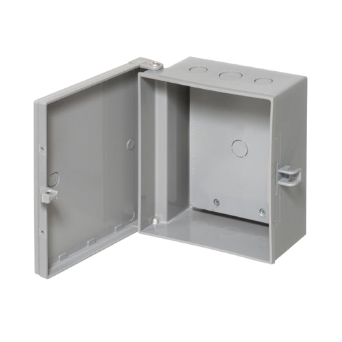 Arlington EB0708BP, 7" x 8" x 3.5" Heavy-Duty Non-Metallic Enclosure Box with Back Plate, Gray