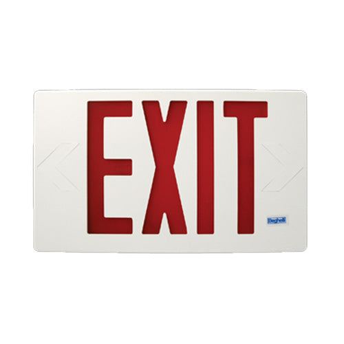 Beluce ECESPLRUM-120347V, LED Exit Sign, Thermoplastic, Red Letters, 120/347 Volt and Battery Backup, Universal Face Plate, Universal Mounting