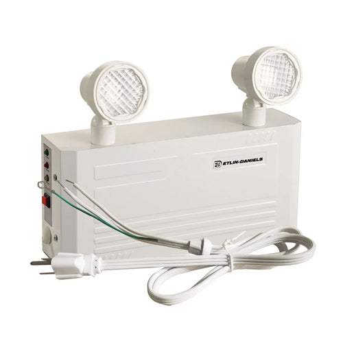 Etlin-Daniels ER300D-WHM-A13CP-BB-4RC, LED Steel Emergency Light Battery with 2 X 2W Thermoplastic Adjustable Heads, Up To 36W of Remote Heads at 6VDC, 120/347V, Battery Back Up > 120 Min, Remote Capable, White