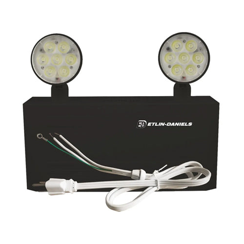 Etlin-Daniels ER302D-BLM-A13CP-BB-10RC, LED Steel Emergency Light Battery with 2 X 5W Thermoplastic Adjustable Heads, Up To 36W of Remote Heads at 6VDC, 120/347V, Battery Back Up > 120 Min, Remote Capable, Black