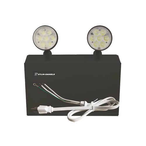 Etlin-Daniels ER3140D-BLM-A13CP-BB-10RC, LED Steel Emergency Light Battery with 2 X 5W Thermoplastic Adjustable Heads, Up To 140W of Remote Heads at 12VDC, 120/347V, Battery Back Up > 120 Min, Remote Capable, Black