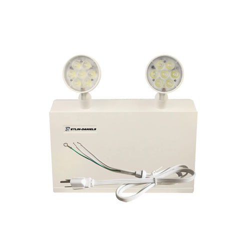 Etlin-Daniels ER3140D-WHM-A13CP-BB-10RC, LED Steel Emergency Light Battery with 2 X 5W Thermoplastic Adjustable Heads, Up To 140W of Remote Heads at 12VDC, 120/347V, Battery Back Up > 120 Min, Remote Capable, White