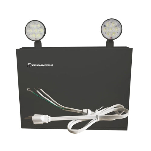 Etlin-Daniels ER3144D-BLM-A13CP-U24-BB-10RC, LED Steel Emergency Light Battery with 2 X 5W Thermoplastic Adjustable Heads, Up To 144W of Remote Heads at 24VDC, 120/347V, Battery Back Up > 120 Min, Remote Capable, Black